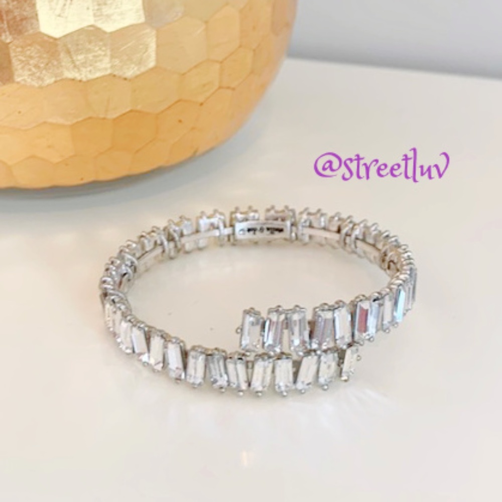 stella & dot ~ luxe coil bracelet ~ silver  baguettes
